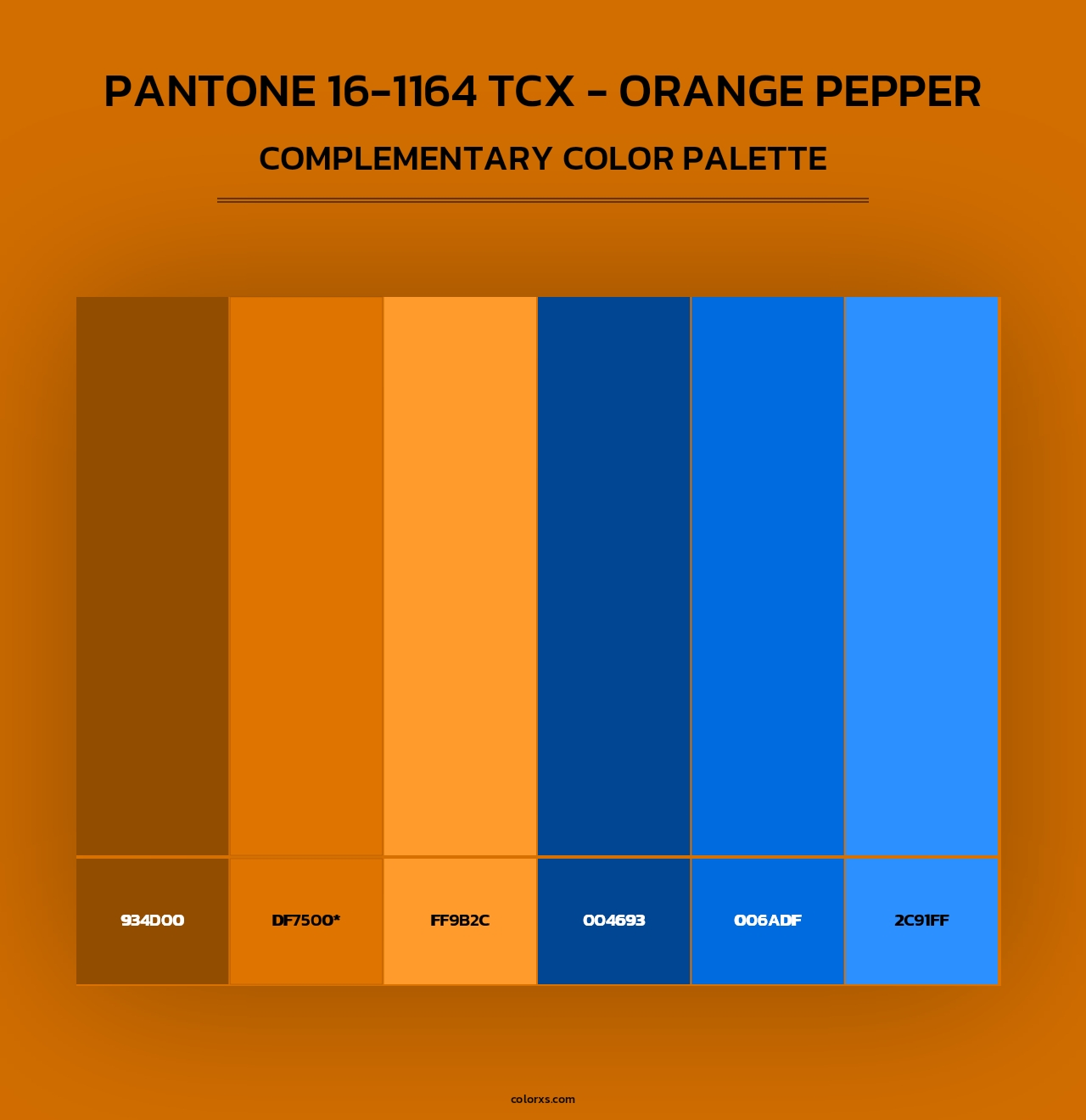 PANTONE 16-1164 TCX - Orange Pepper - Complementary Color Palette