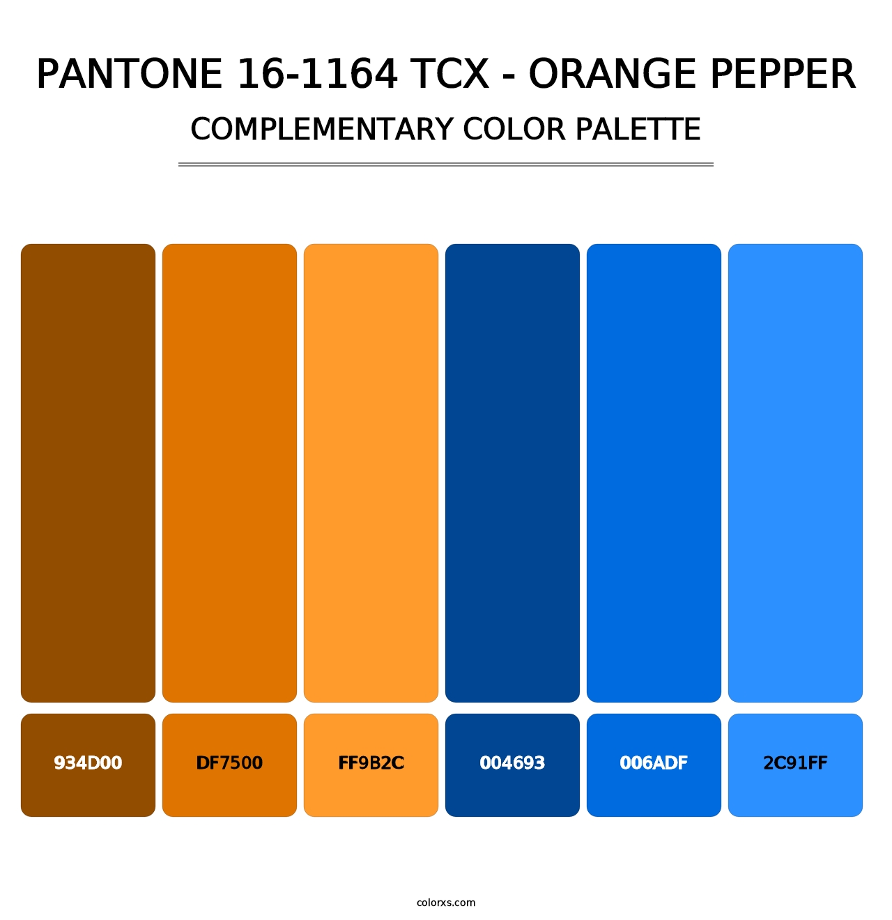 PANTONE 16-1164 TCX - Orange Pepper - Complementary Color Palette