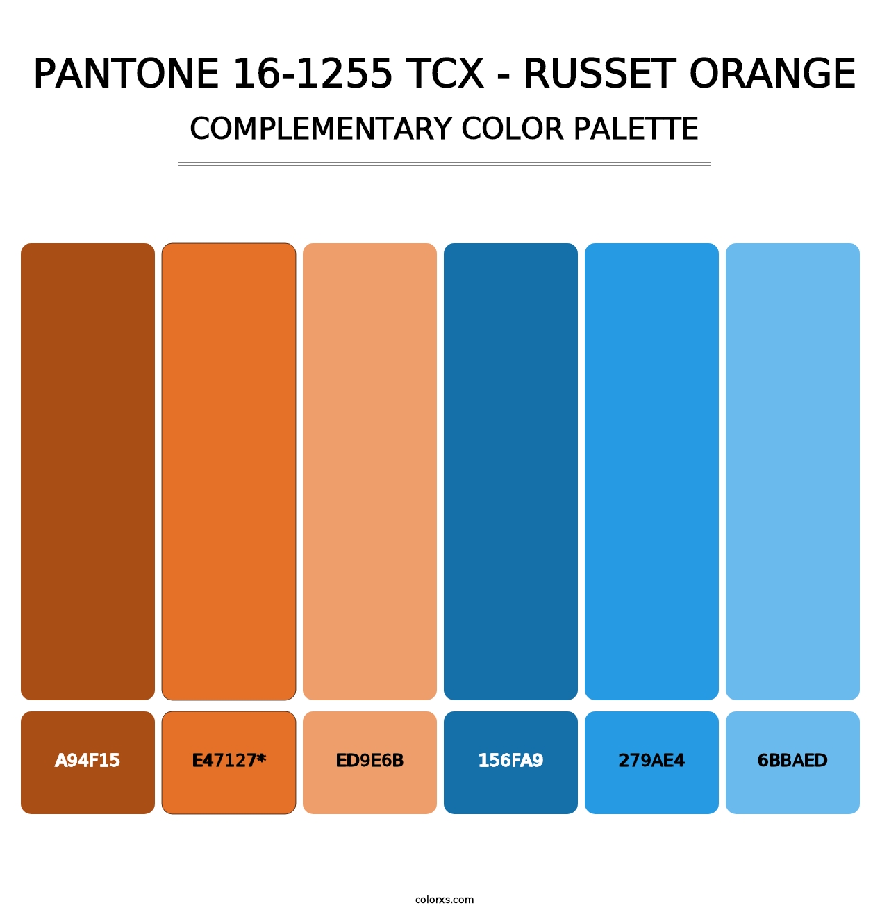 PANTONE 16-1255 TCX - Russet Orange - Complementary Color Palette