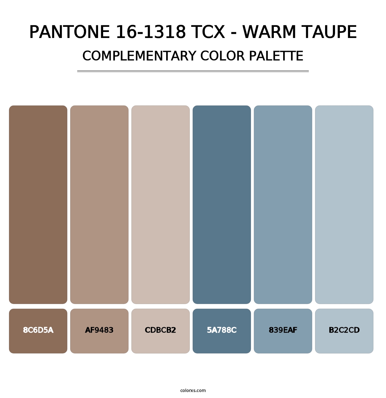 PANTONE 16-1318 TCX - Warm Taupe - Complementary Color Palette