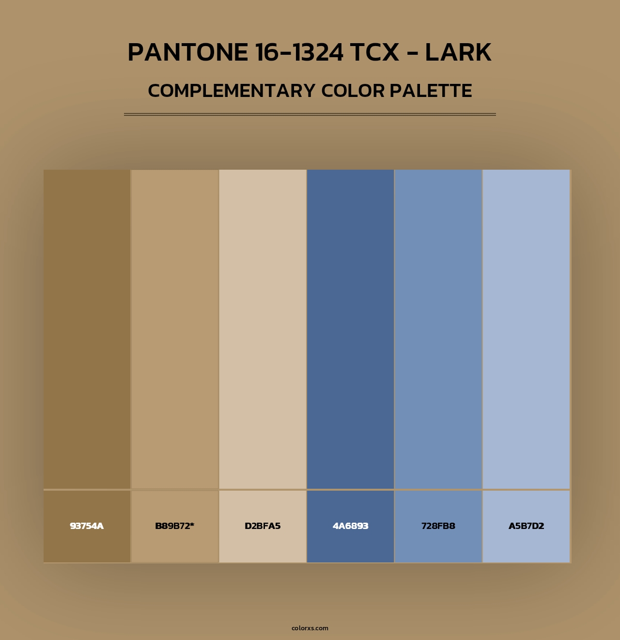 PANTONE 16-1324 TCX - Lark - Complementary Color Palette