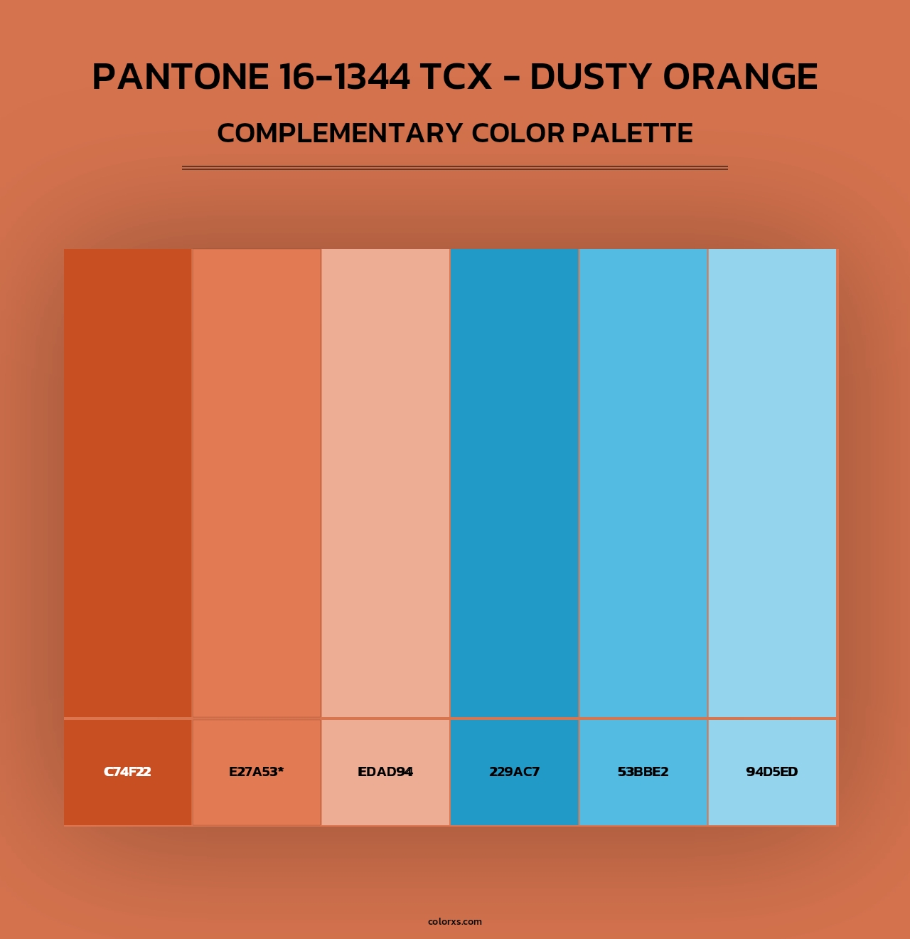 PANTONE 16-1344 TCX - Dusty Orange - Complementary Color Palette