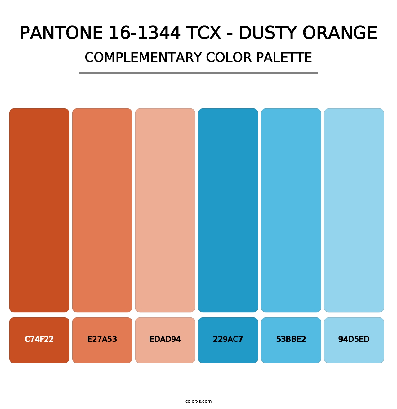 PANTONE 16-1344 TCX - Dusty Orange - Complementary Color Palette
