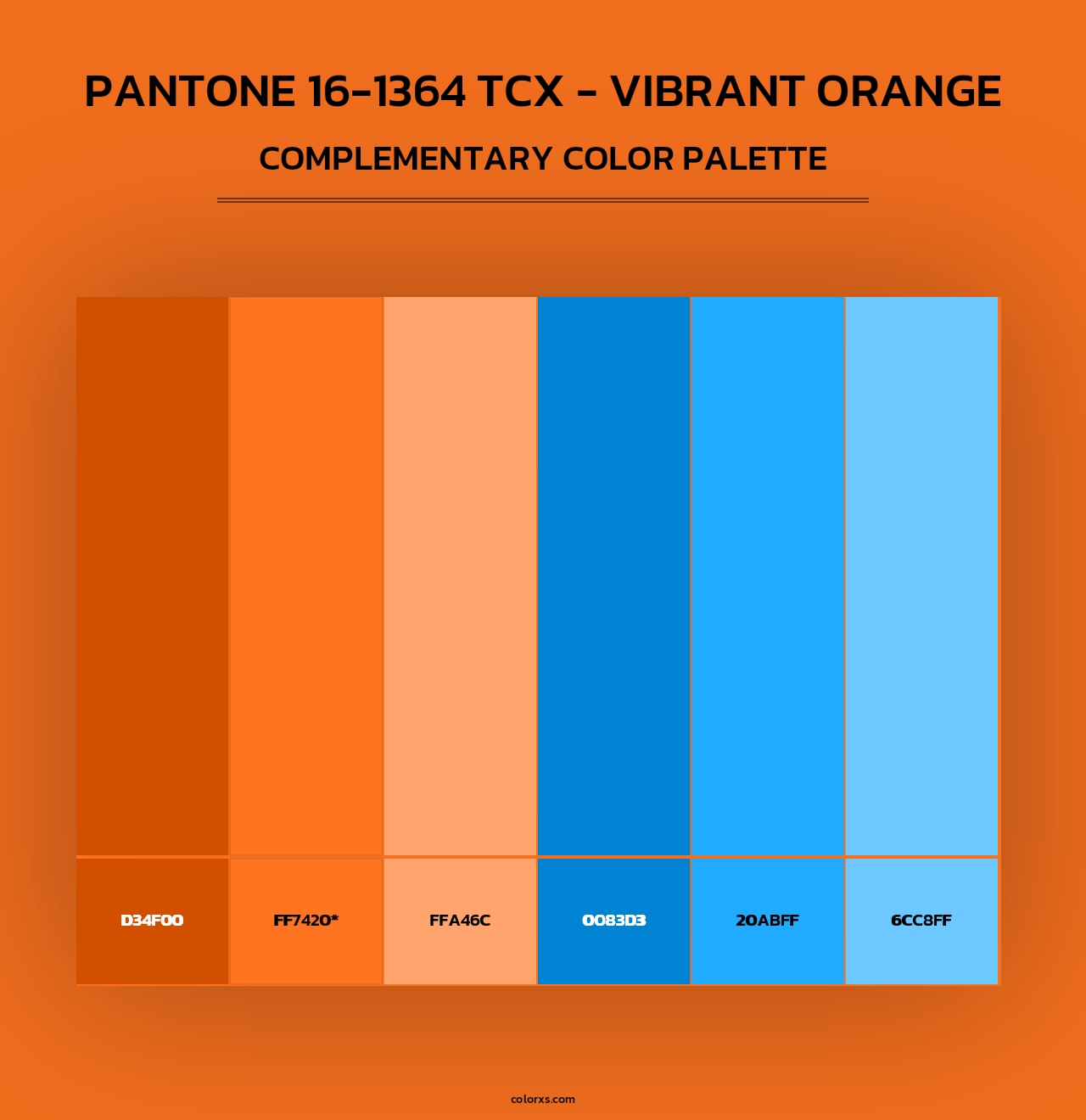 PANTONE 16-1364 TCX - Vibrant Orange - Complementary Color Palette