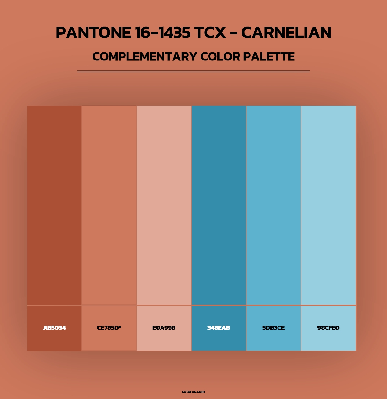 PANTONE 16-1435 TCX - Carnelian - Complementary Color Palette