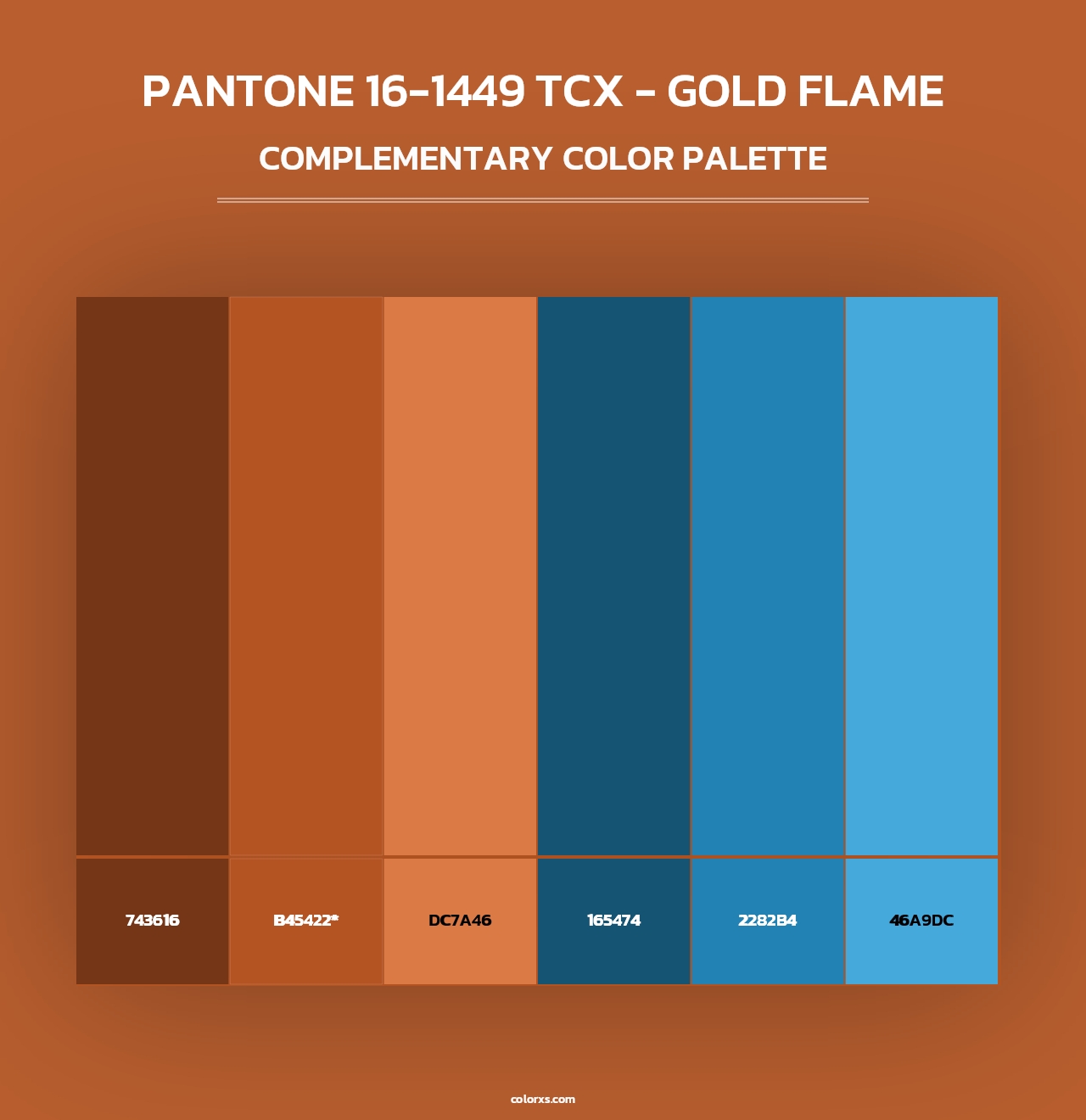 PANTONE 16-1449 TCX - Gold Flame - Complementary Color Palette