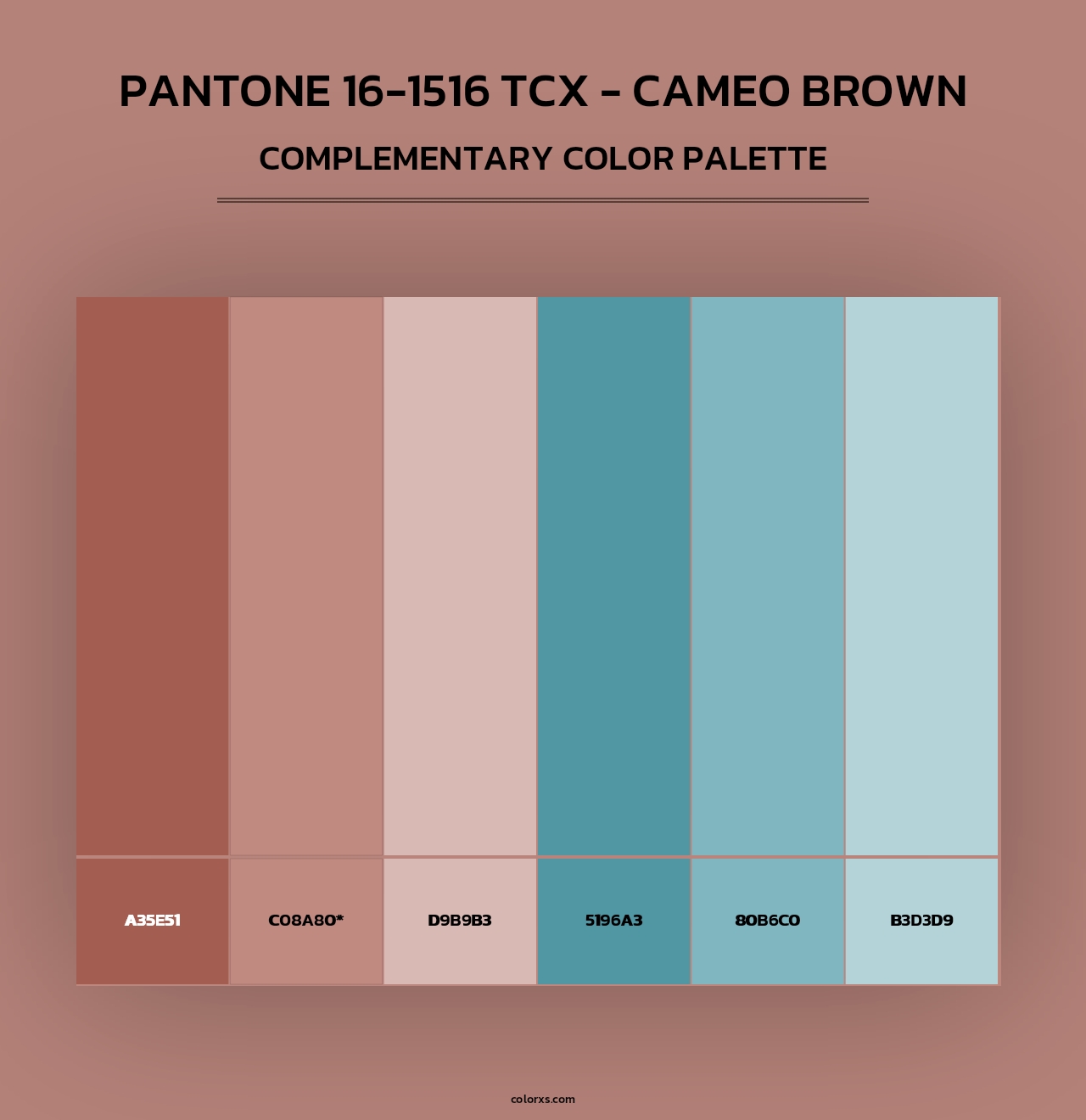PANTONE 16-1516 TCX - Cameo Brown - Complementary Color Palette