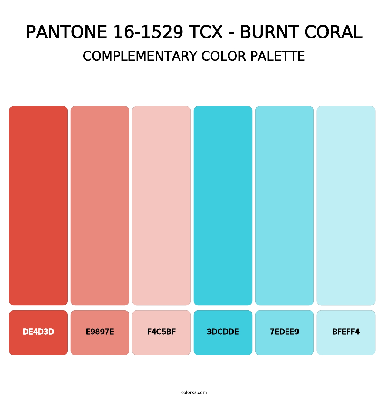 PANTONE 16-1529 TCX - Burnt Coral - Complementary Color Palette