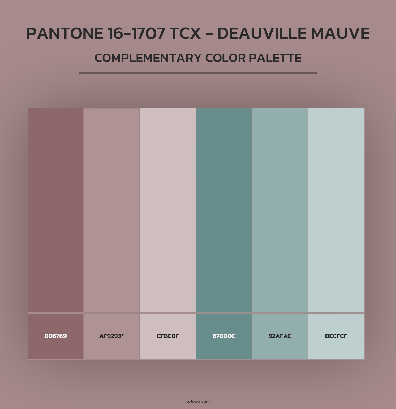 PANTONE 16-1707 TCX - Deauville Mauve - Complementary Color Palette