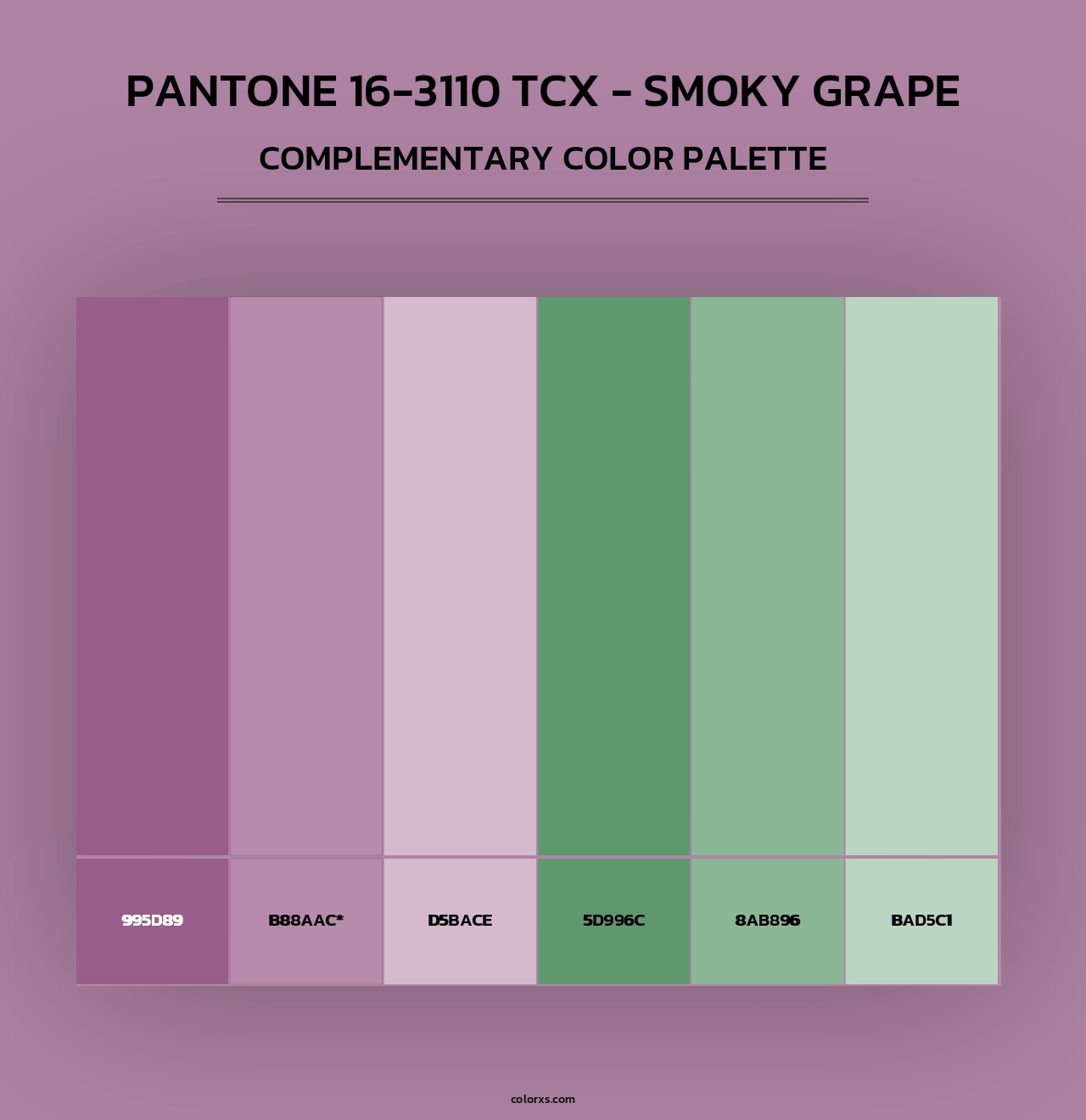 PANTONE 16-3110 TCX - Smoky Grape - Complementary Color Palette