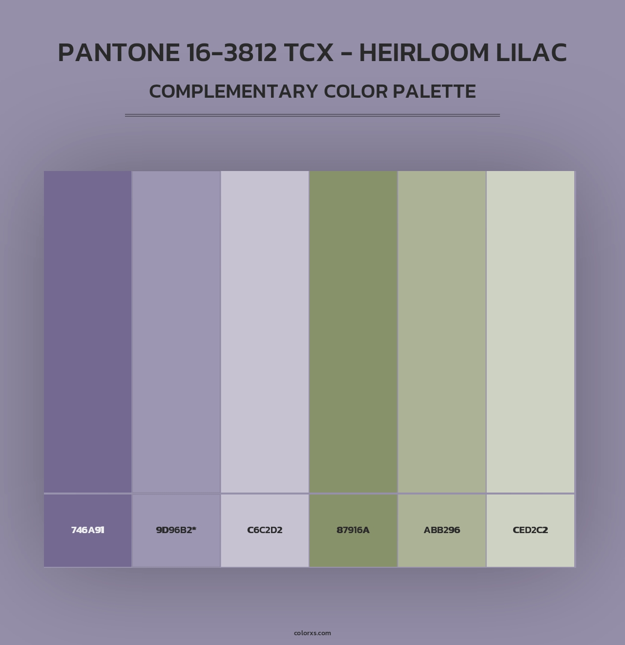 PANTONE 16-3812 TCX - Heirloom Lilac - Complementary Color Palette
