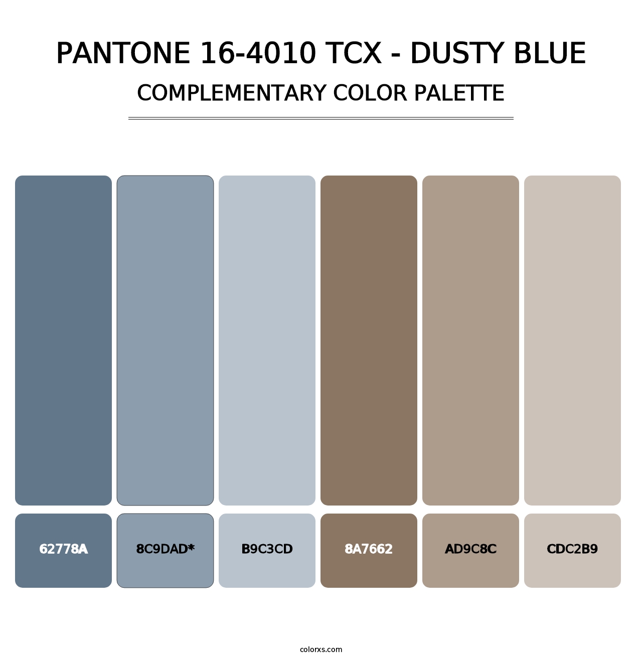 PANTONE 16-4010 TCX - Dusty Blue - Complementary Color Palette