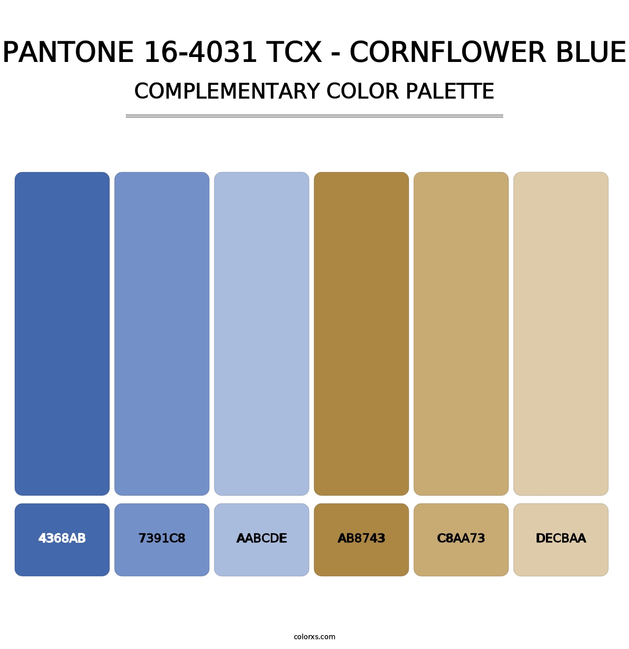 PANTONE 16-4031 TCX - Cornflower Blue - Complementary Color Palette