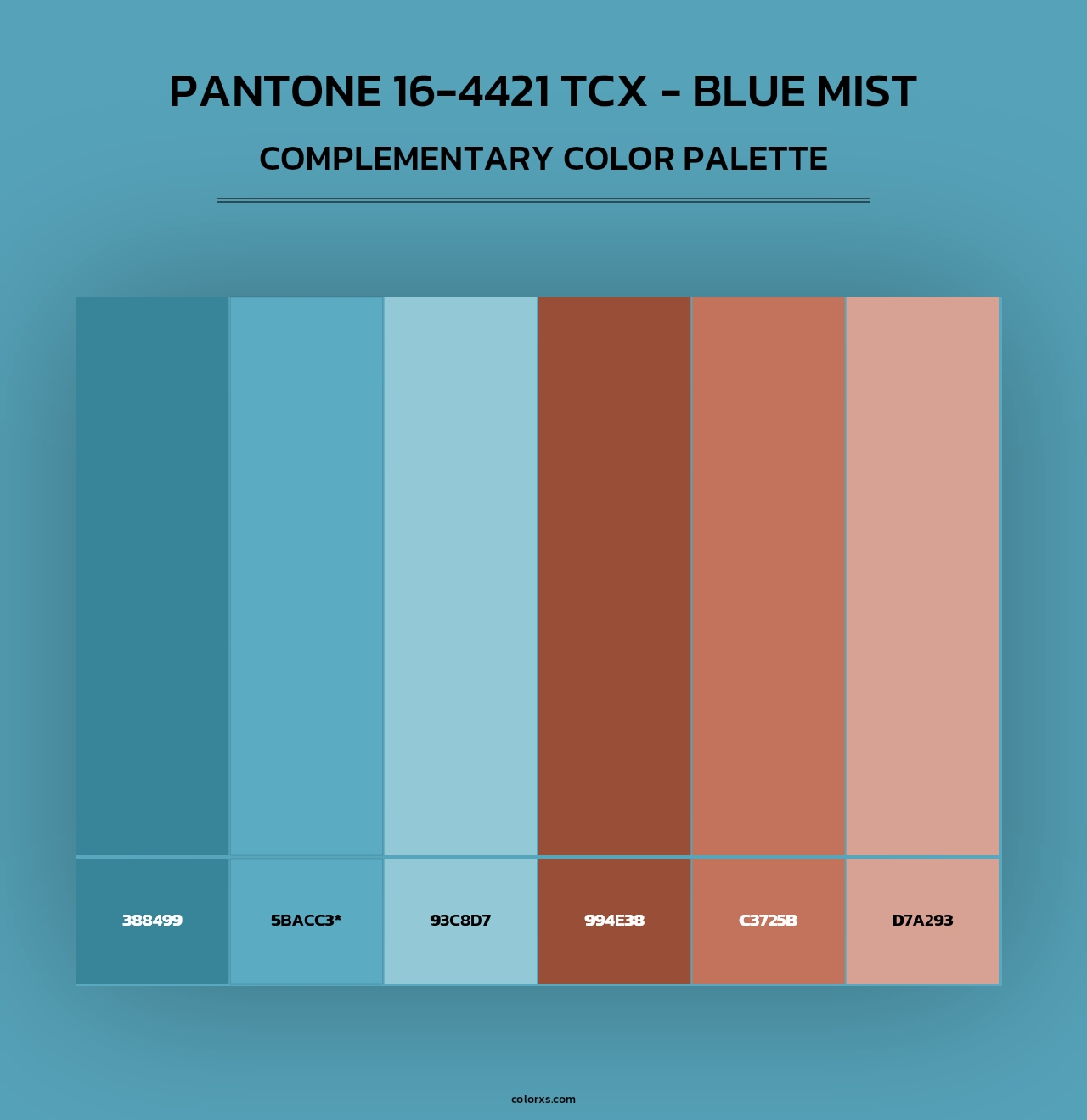 PANTONE 16-4421 TCX - Blue Mist - Complementary Color Palette