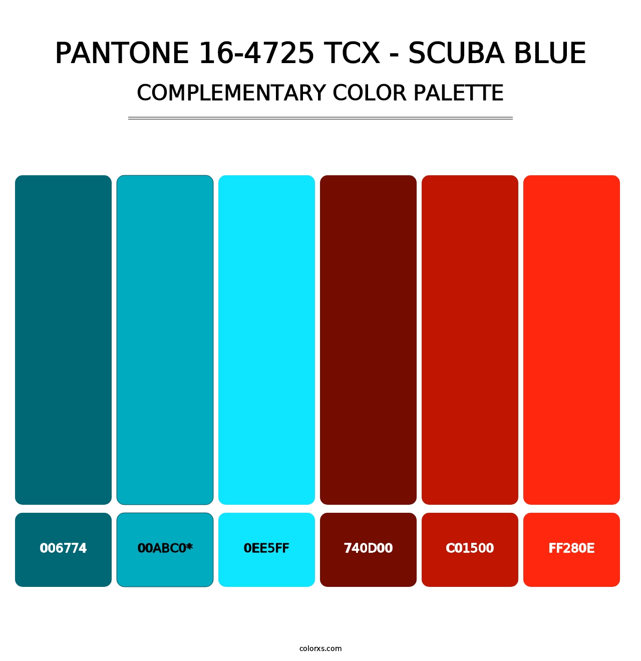 PANTONE 16-4725 TCX - Scuba Blue - Complementary Color Palette