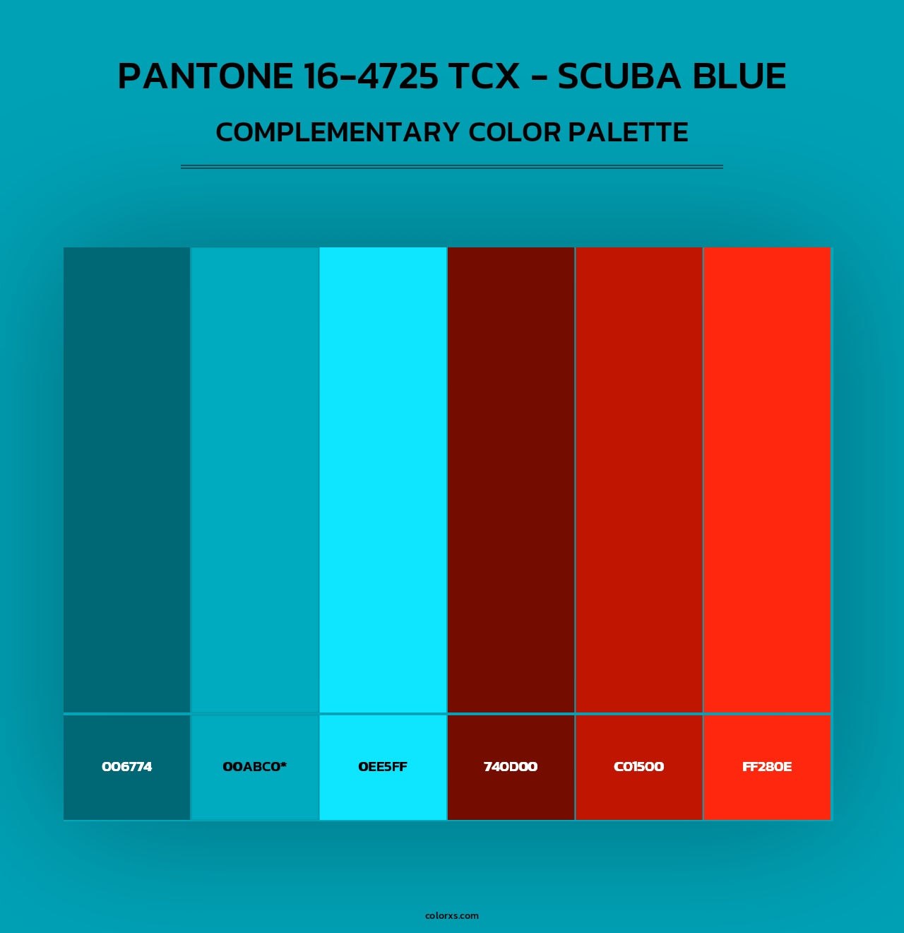 PANTONE 16-4725 TCX - Scuba Blue - Complementary Color Palette