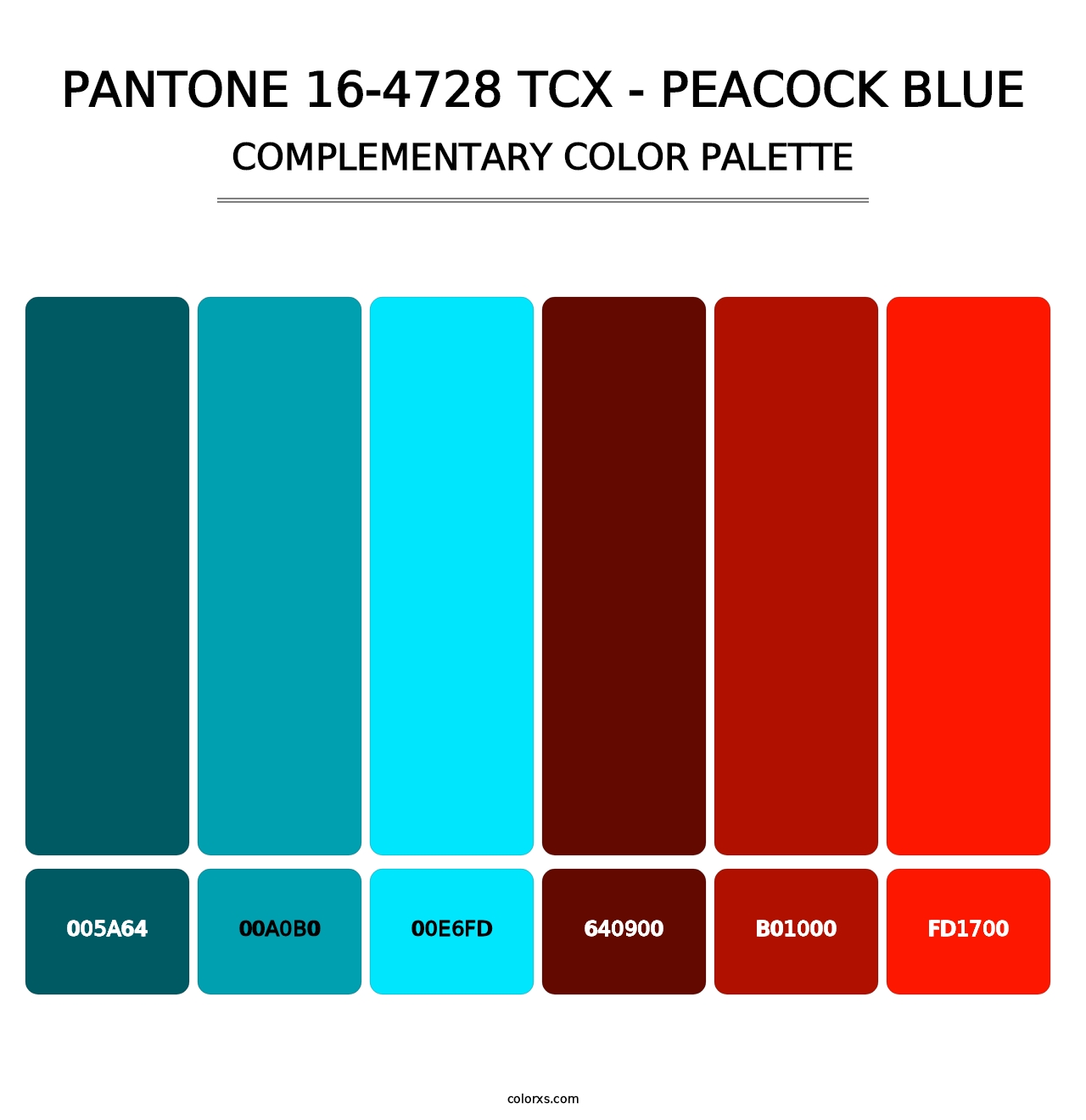 PANTONE 16-4728 TCX - Peacock Blue - Complementary Color Palette