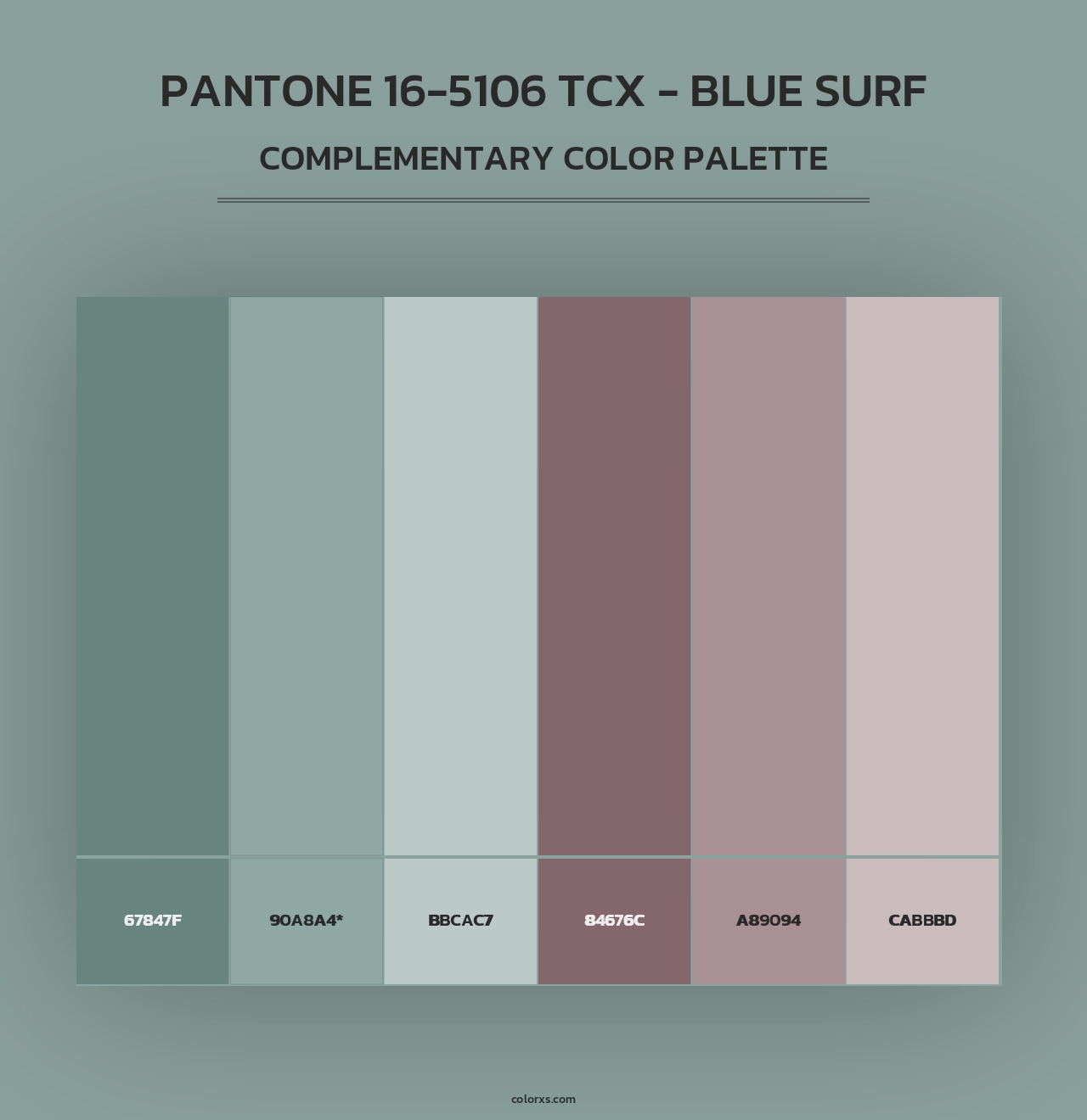 PANTONE 16-5106 TCX - Blue Surf - Complementary Color Palette