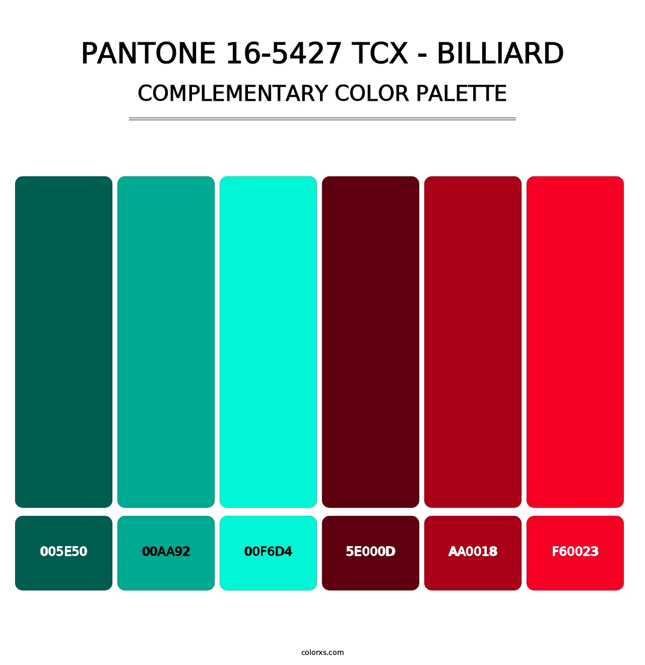PANTONE 16-5427 TCX - Billiard - Complementary Color Palette