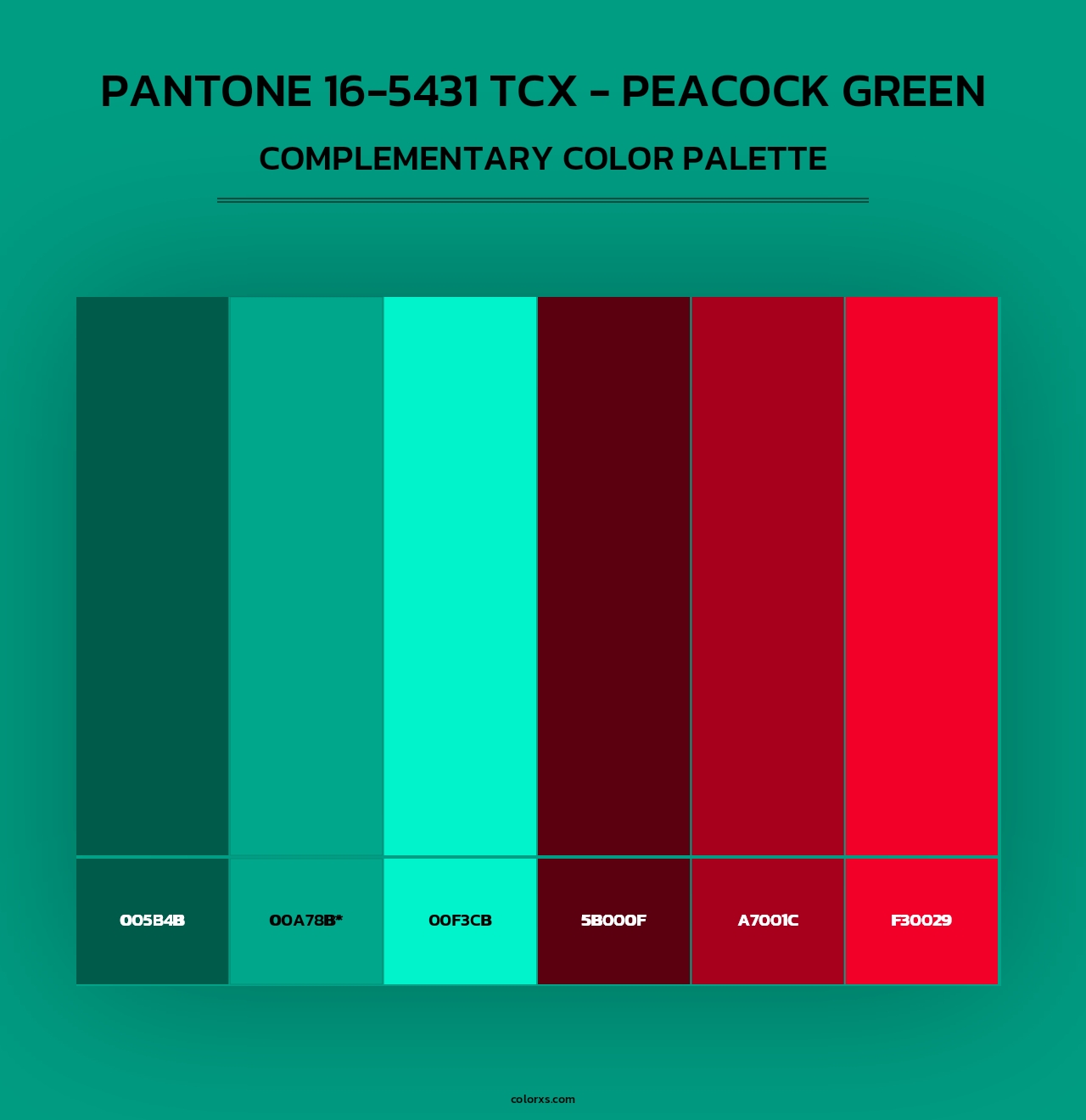 PANTONE 16-5431 TCX - Peacock Green - Complementary Color Palette
