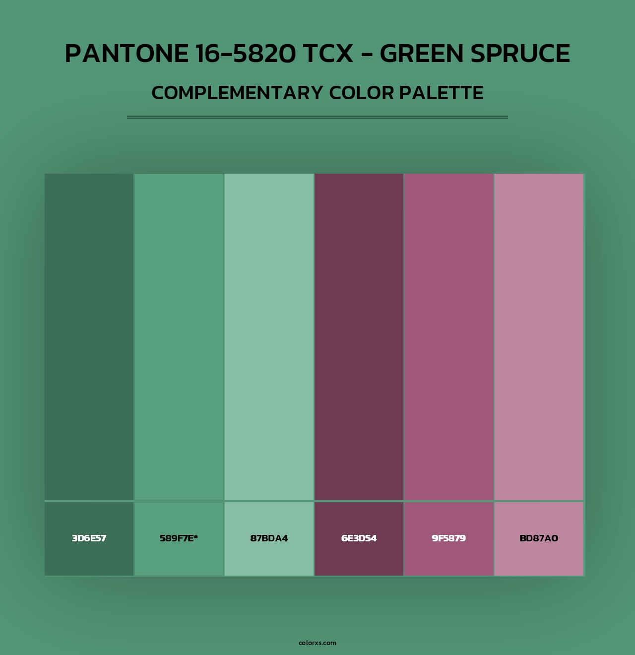 PANTONE 16-5820 TCX - Green Spruce - Complementary Color Palette