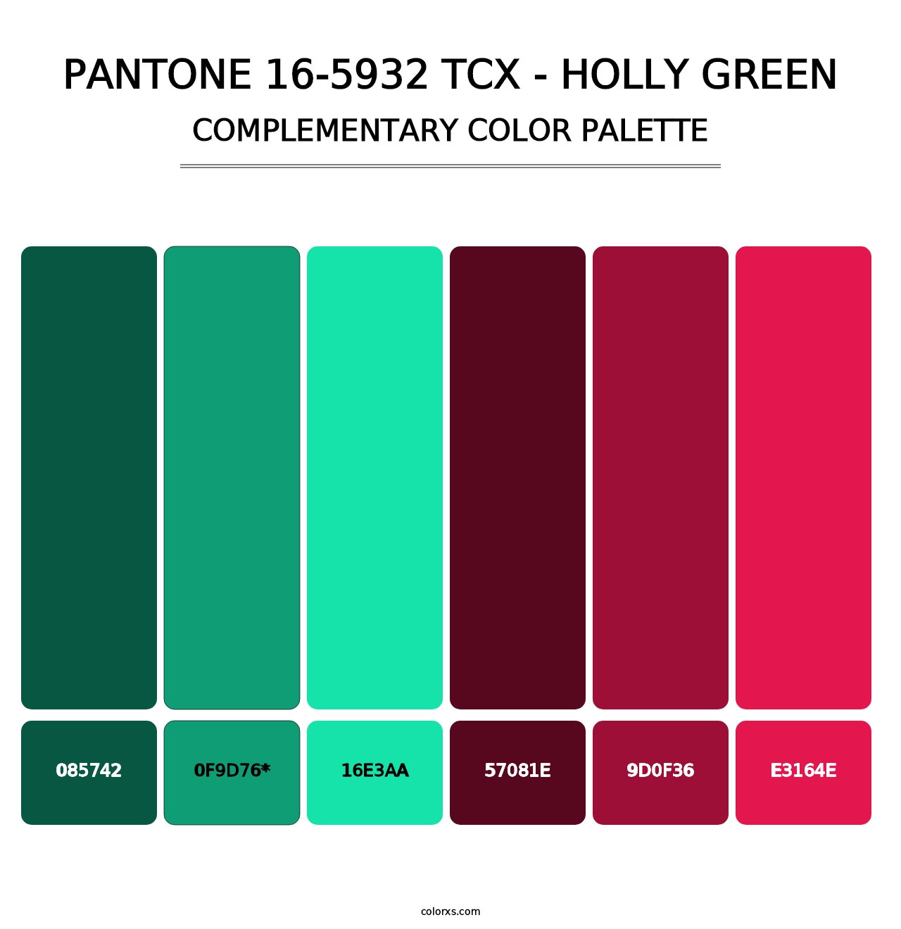 PANTONE 16-5932 TCX - Holly Green - Complementary Color Palette