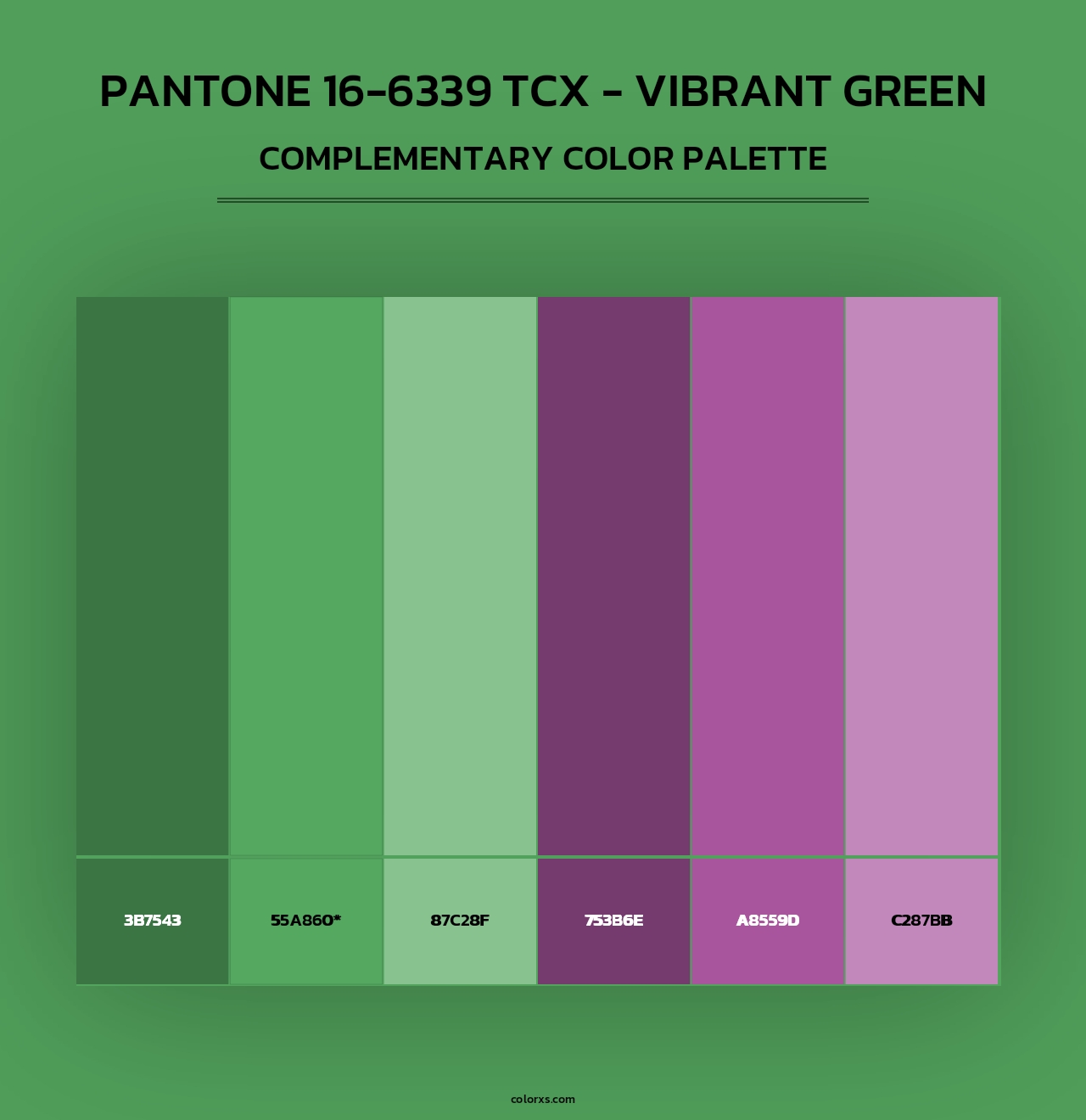 PANTONE 16-6339 TCX - Vibrant Green - Complementary Color Palette