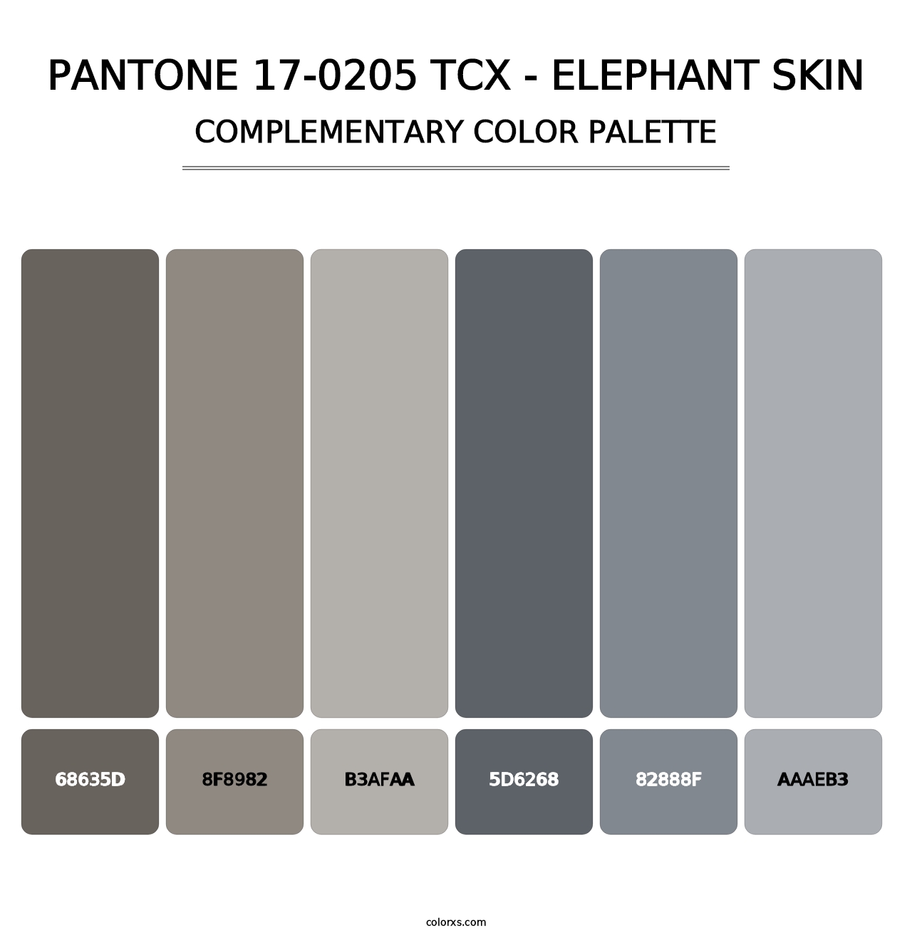 PANTONE 17-0205 TCX - Elephant Skin - Complementary Color Palette