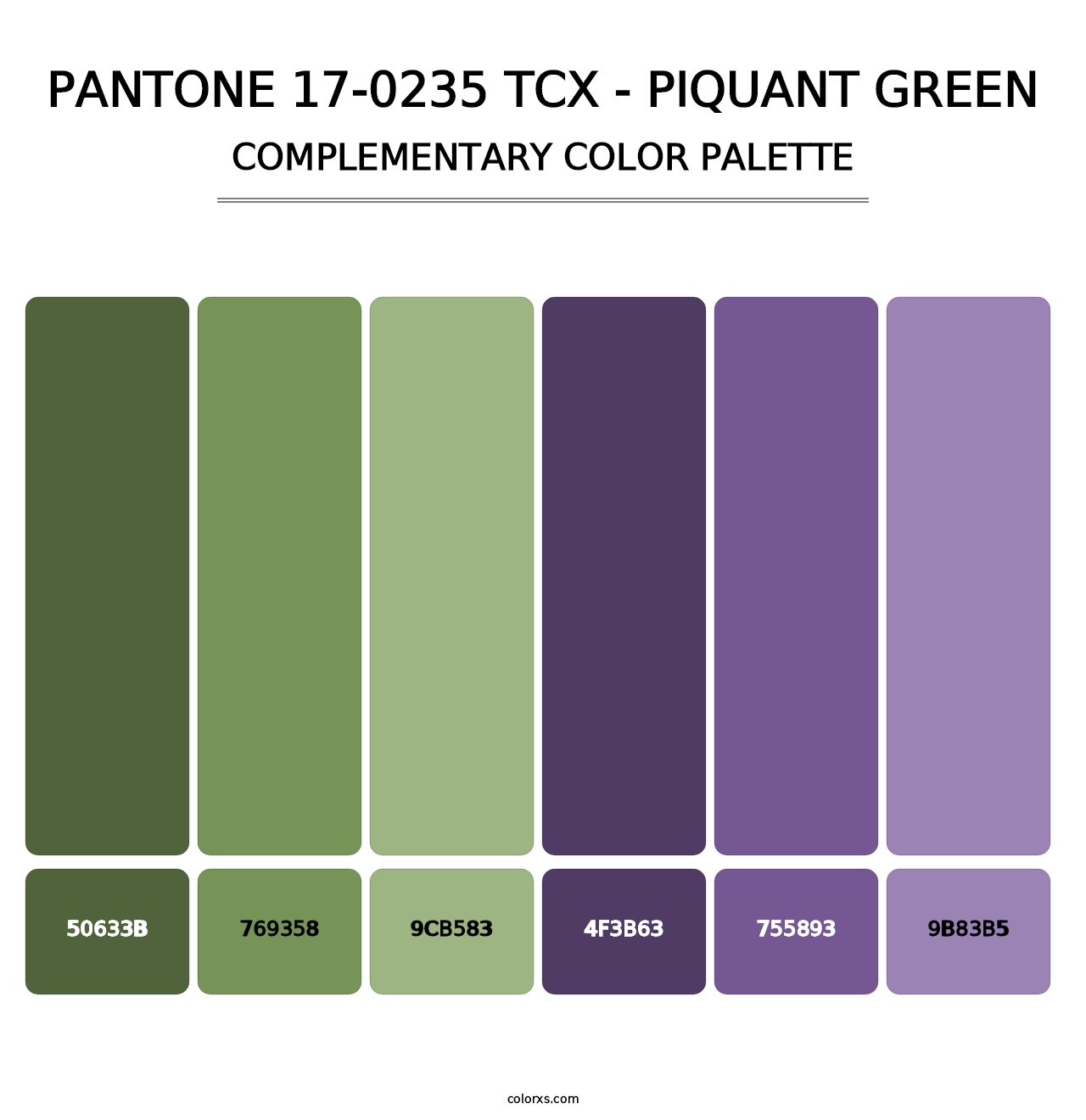 PANTONE 17-0235 TCX - Piquant Green - Complementary Color Palette
