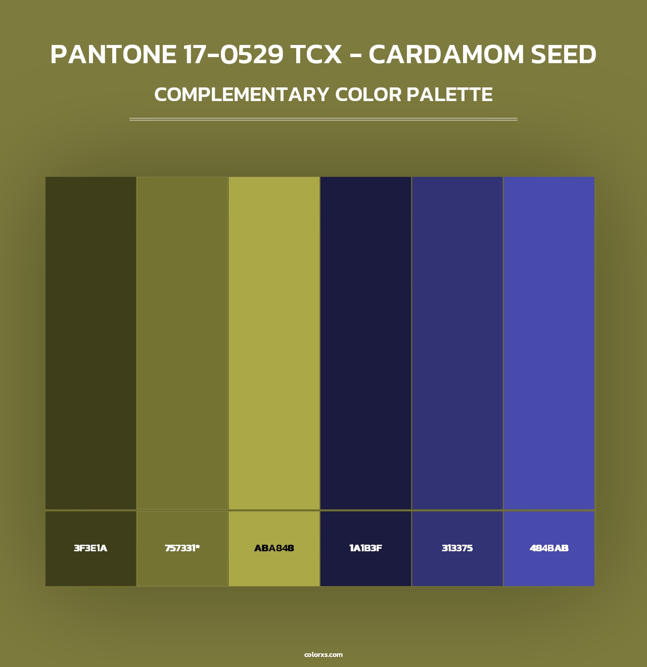 PANTONE 17-0529 TCX - Cardamom Seed - Complementary Color Palette