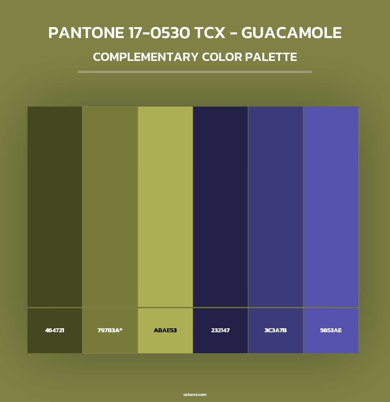 PANTONE 17-0530 TCX - Guacamole - Complementary Color Palette