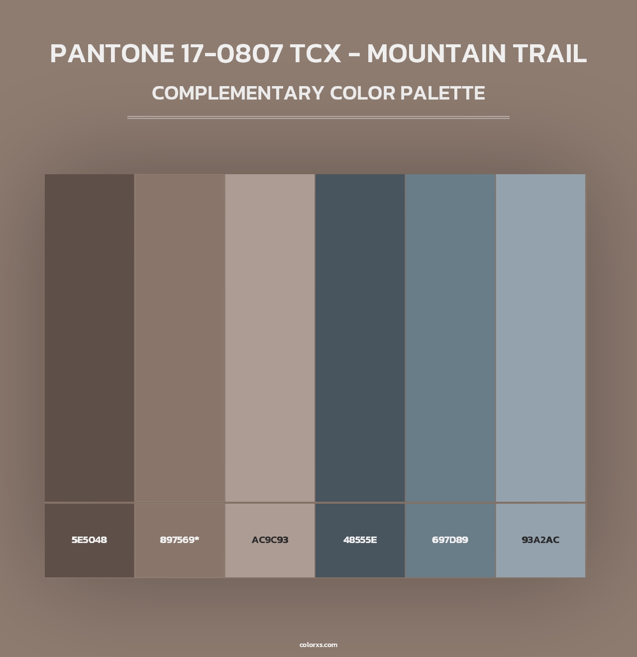 PANTONE 17-0807 TCX - Mountain Trail - Complementary Color Palette