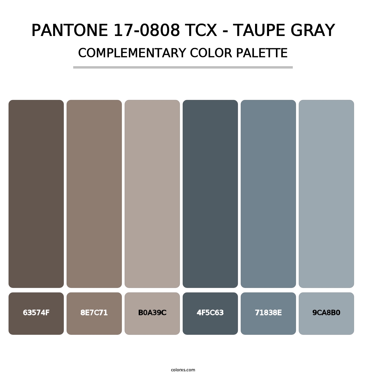 PANTONE 17-0808 TCX - Taupe Gray - Complementary Color Palette