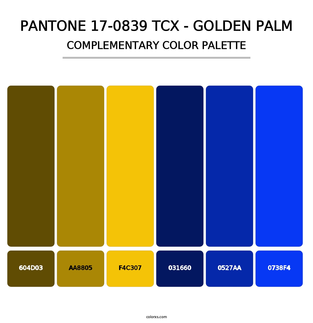 PANTONE 17-0839 TCX - Golden Palm - Complementary Color Palette
