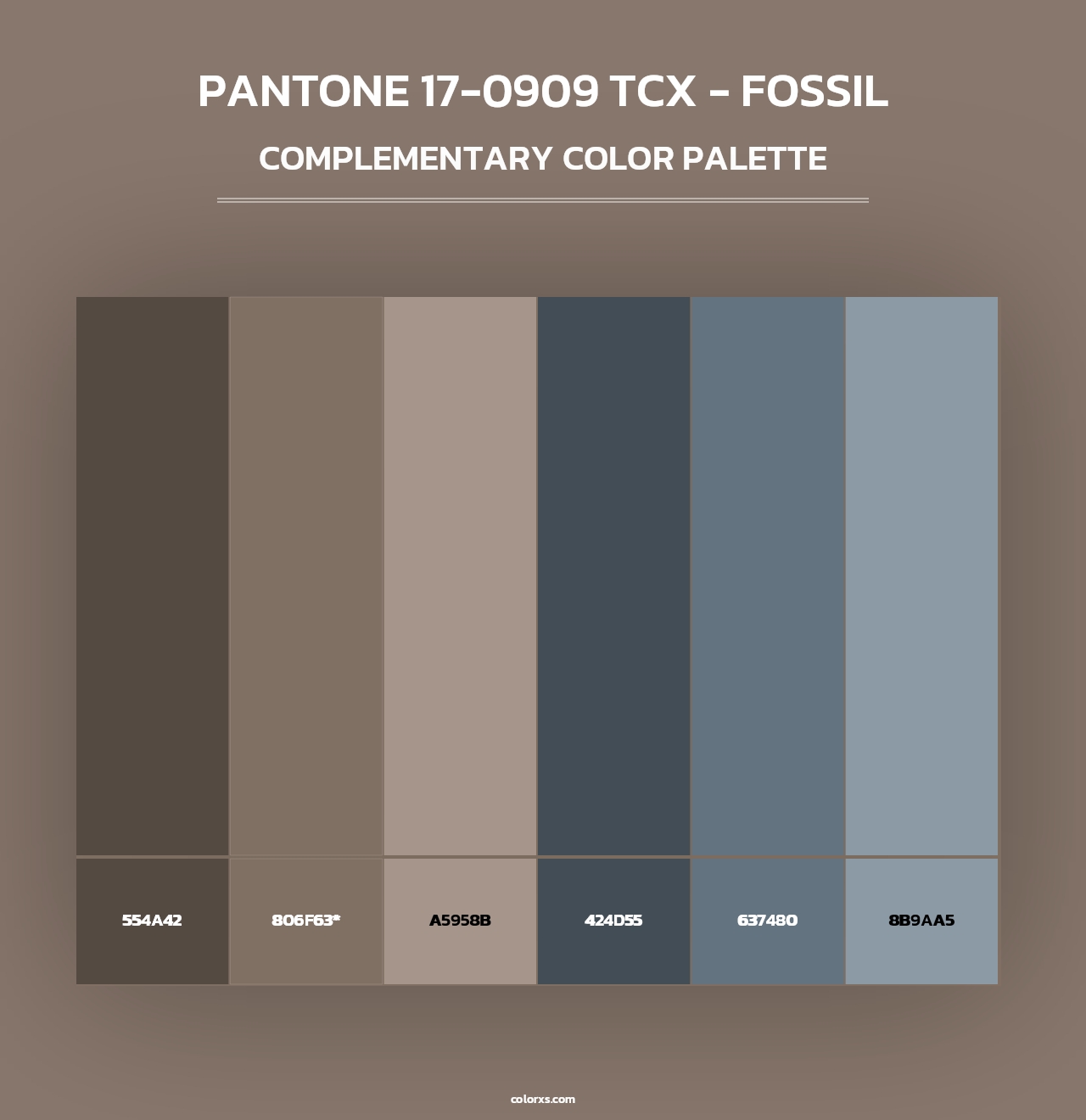 PANTONE 17-0909 TCX - Fossil - Complementary Color Palette