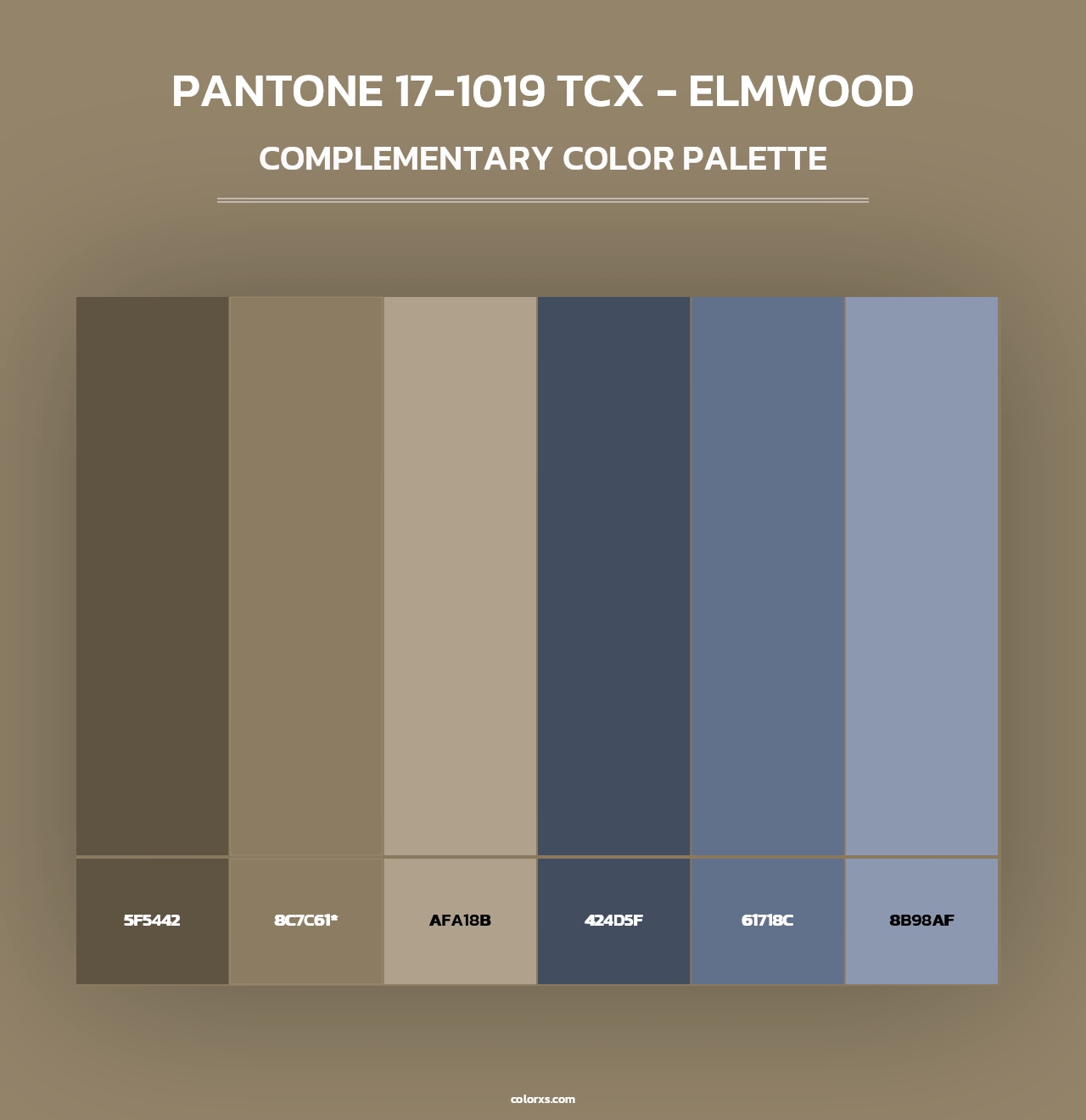 PANTONE 17-1019 TCX - Elmwood - Complementary Color Palette