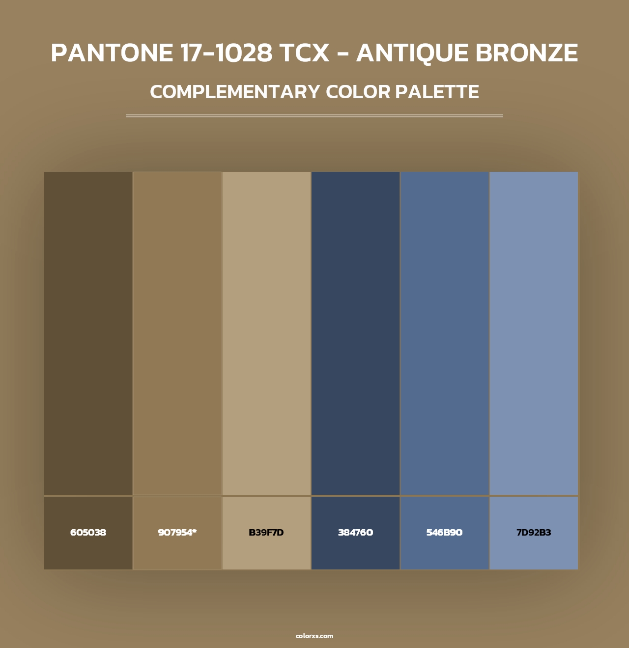 PANTONE 17-1028 TCX - Antique Bronze - Complementary Color Palette