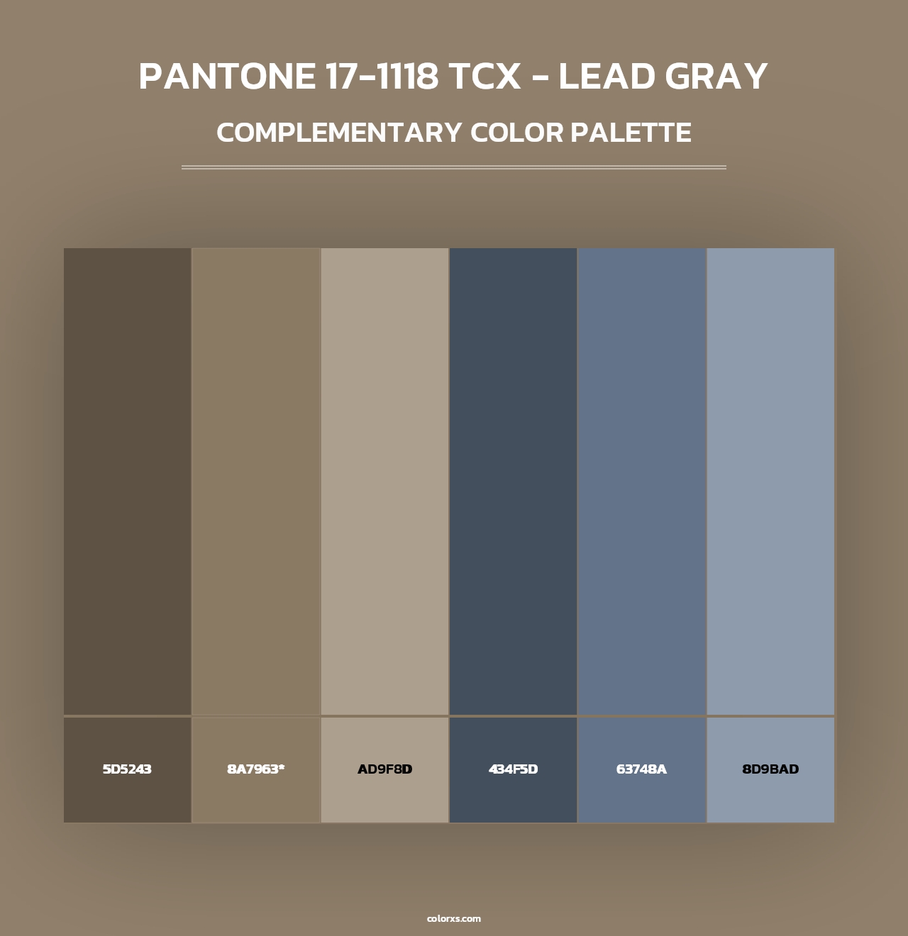 PANTONE 17-1118 TCX - Lead Gray - Complementary Color Palette
