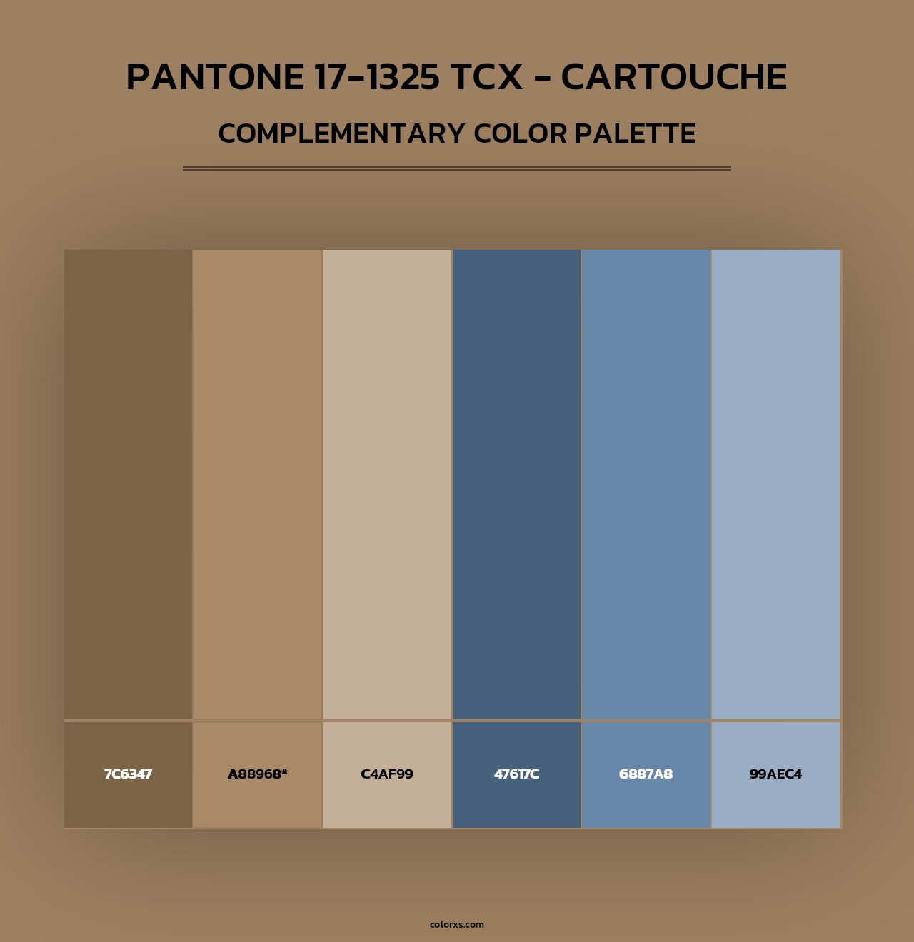 PANTONE 17-1325 TCX - Cartouche - Complementary Color Palette