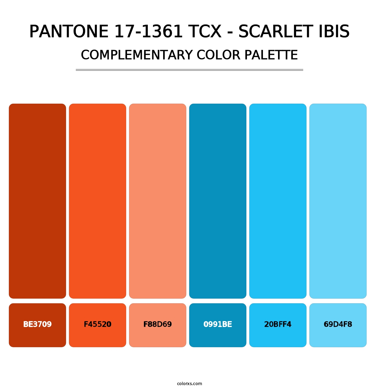 PANTONE 17-1361 TCX - Scarlet Ibis - Complementary Color Palette