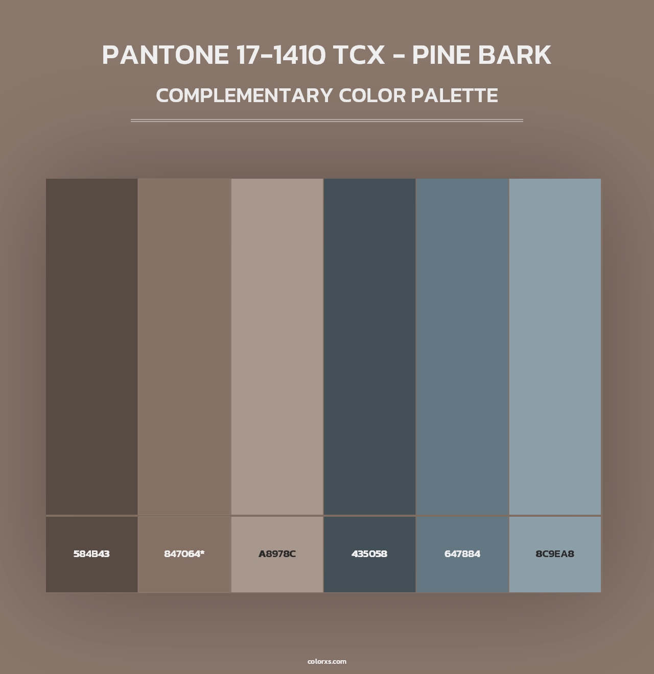 PANTONE 17-1410 TCX - Pine Bark - Complementary Color Palette