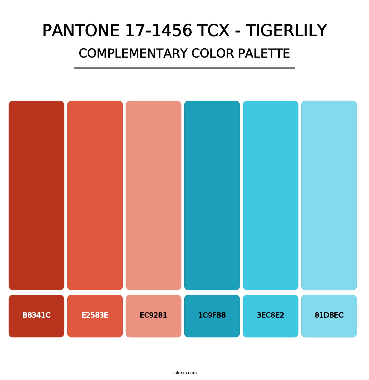 PANTONE 17-1456 TCX - Tigerlily - Complementary Color Palette