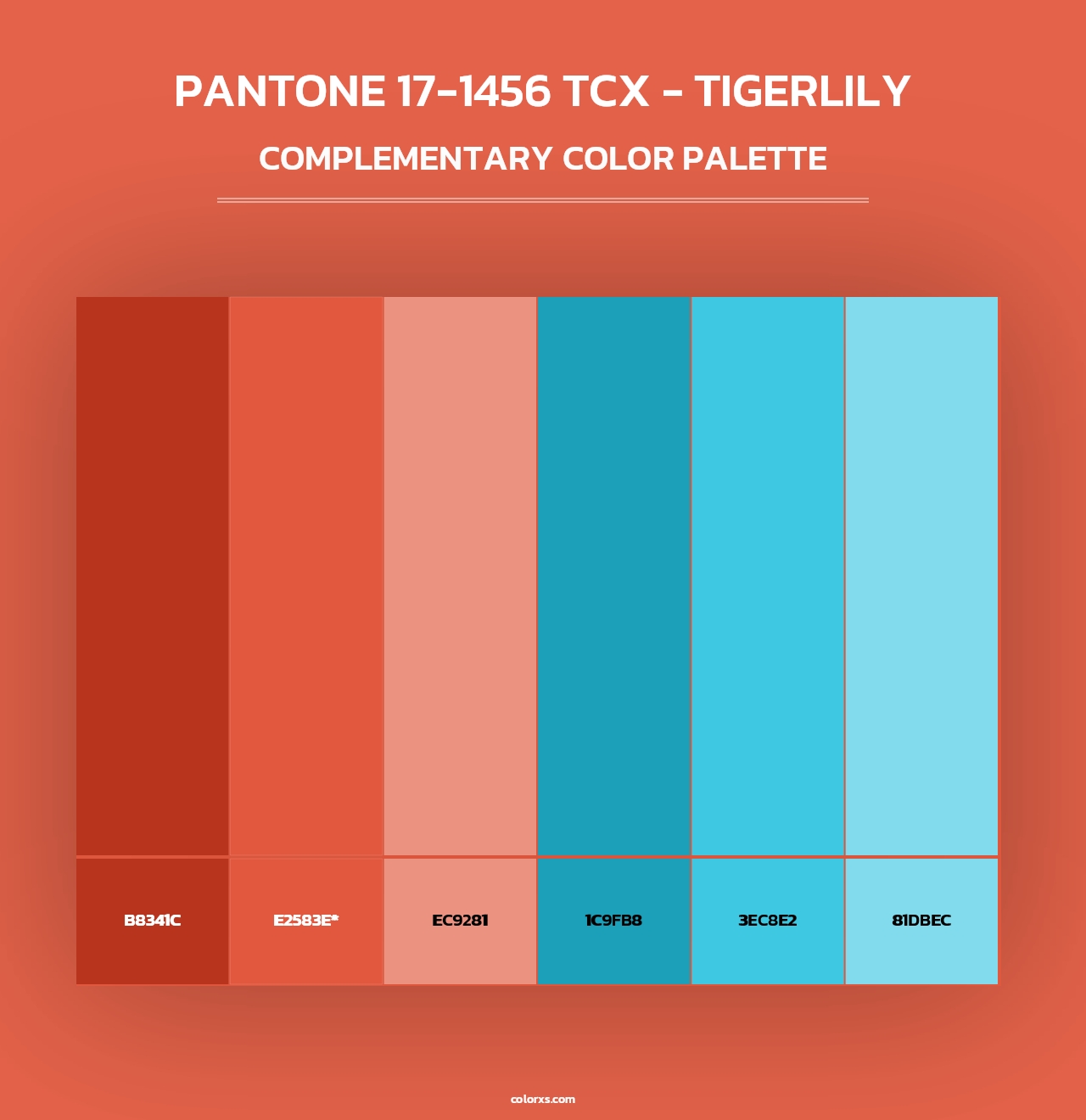 PANTONE 17-1456 TCX - Tigerlily - Complementary Color Palette
