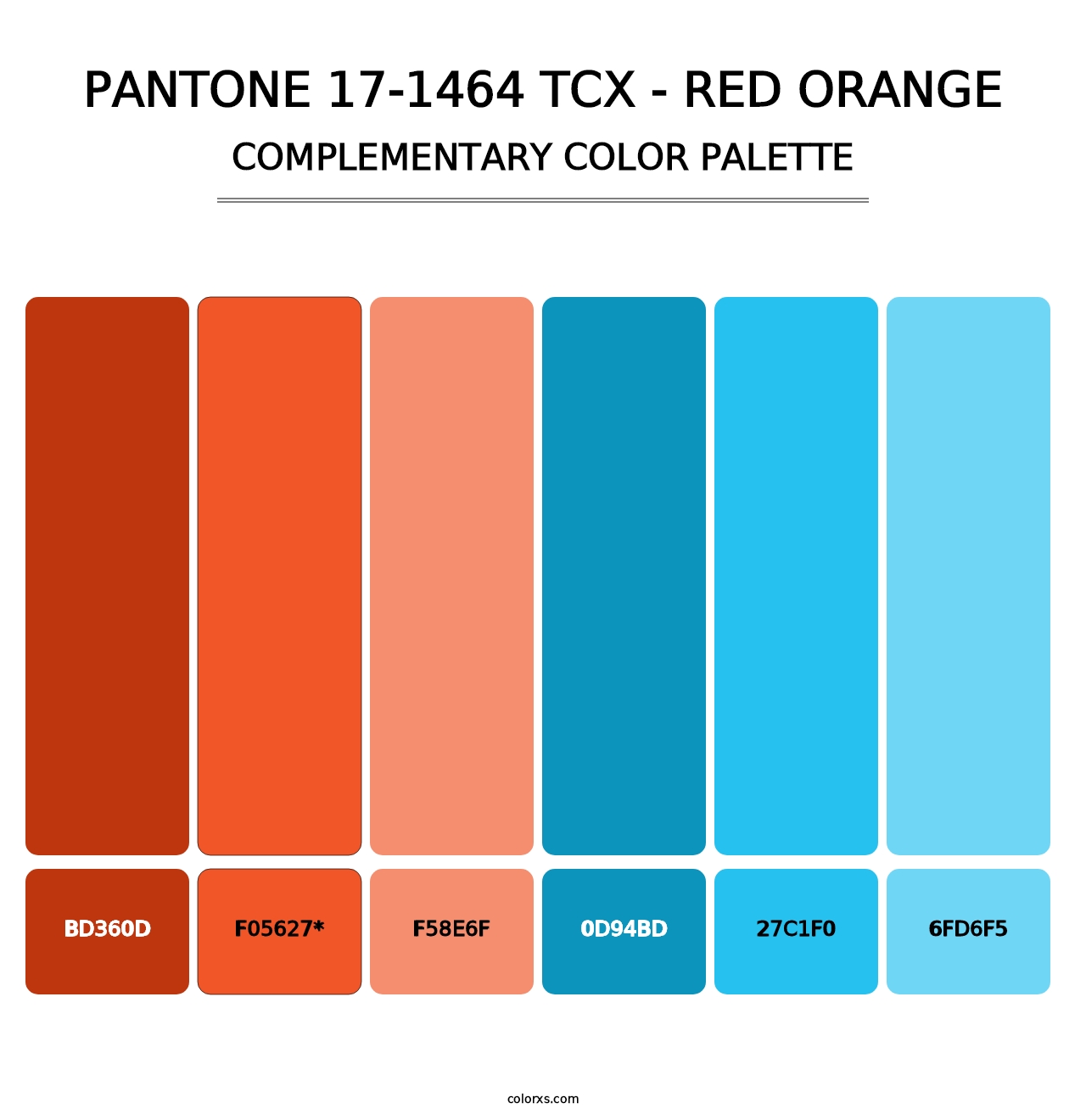 PANTONE 17-1464 TCX - Red Orange - Complementary Color Palette