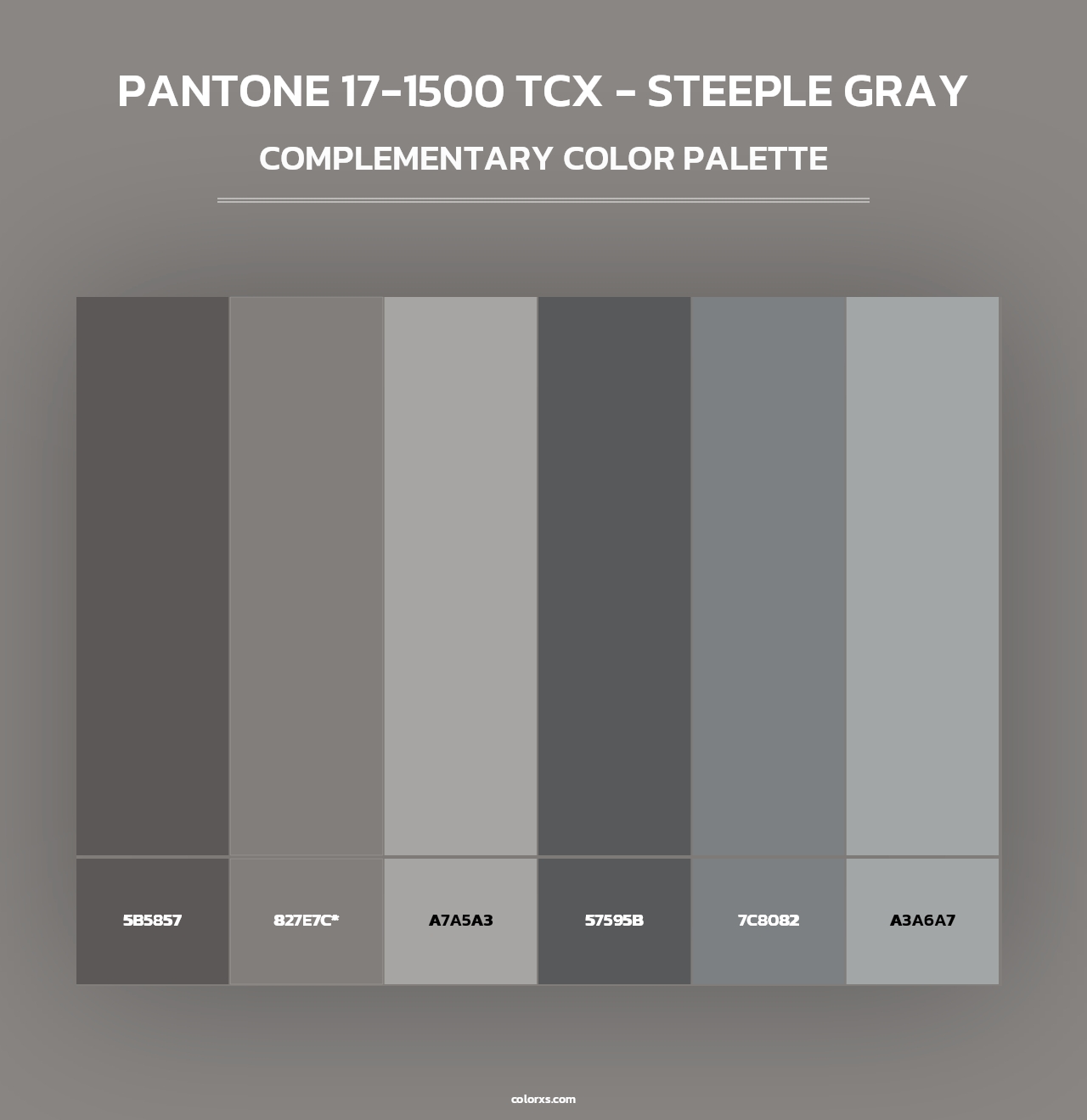 PANTONE 17-1500 TCX - Steeple Gray - Complementary Color Palette