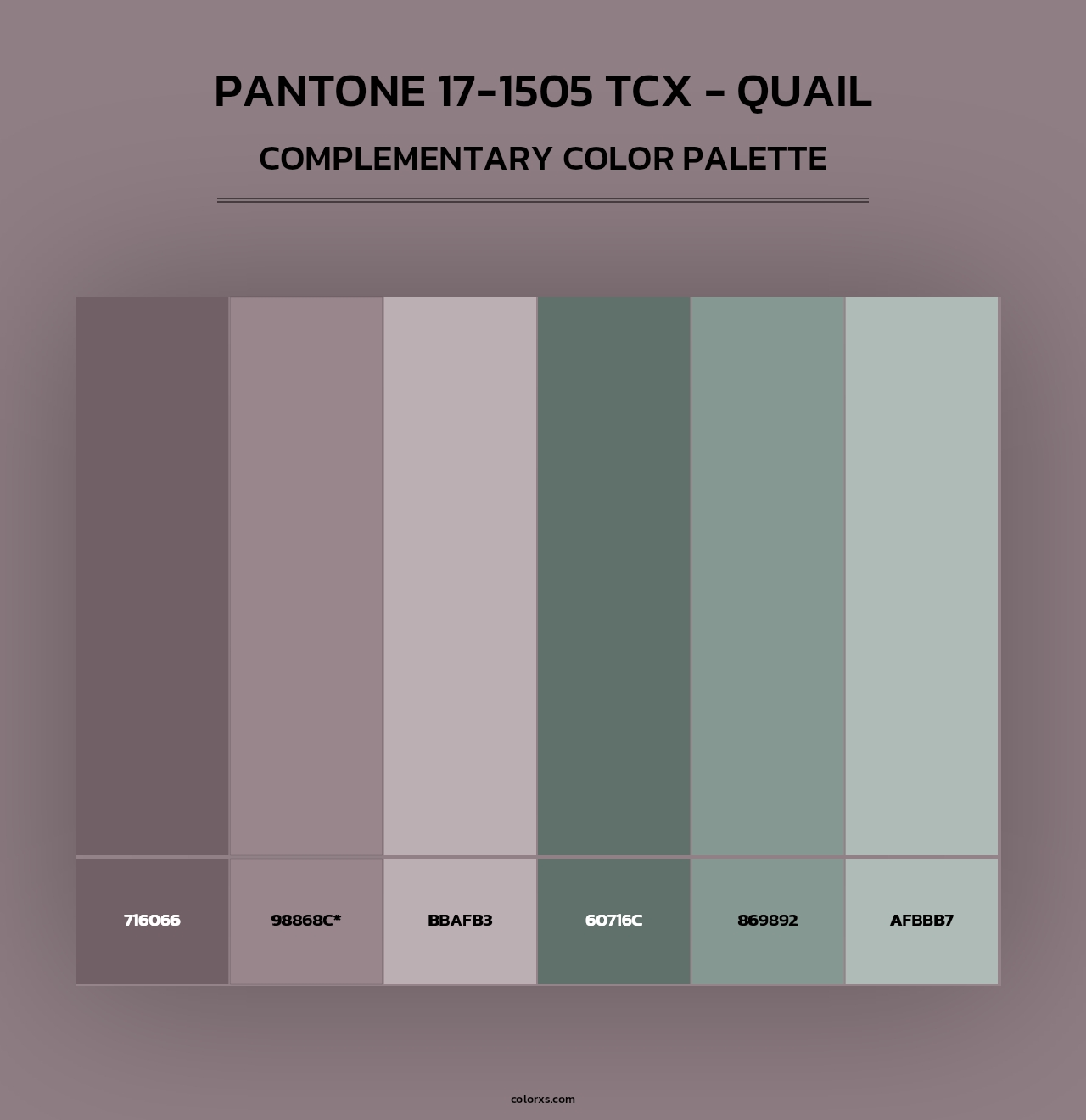 PANTONE 17-1505 TCX - Quail - Complementary Color Palette