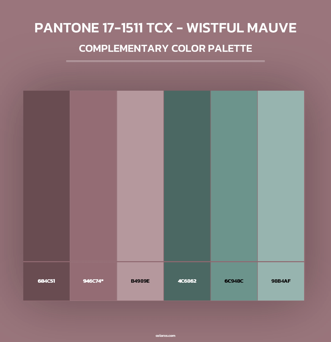 PANTONE 17-1511 TCX - Wistful Mauve - Complementary Color Palette