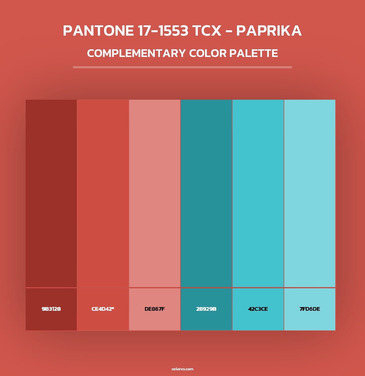 PANTONE 17-1553 TCX - Paprika - Complementary Color Palette