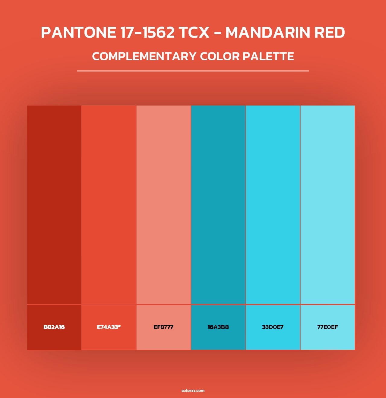 PANTONE 17-1562 TCX - Mandarin Red - Complementary Color Palette