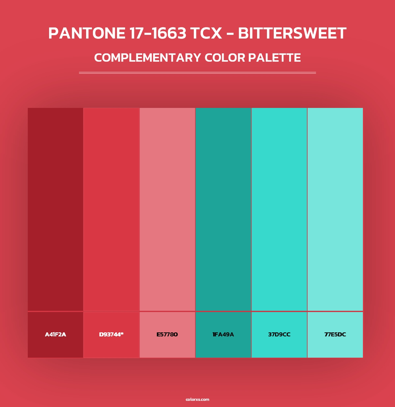 PANTONE 17-1663 TCX - Bittersweet - Complementary Color Palette